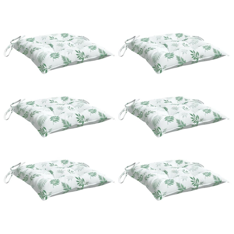 Vidaxl stoelkussens 6 st bladpatroon 40x40x7 cm stof