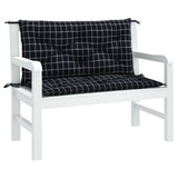 VidaXL Tuinbankkussens 2 st ruitpatroon 100x50x7 cm stof zwart - afbeelding 3