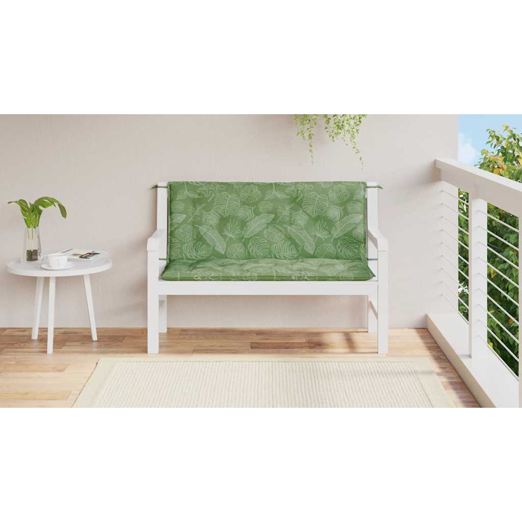 Vidaxl tuinbankkussens 2 st bladpatroon 120x50x7 cm stof