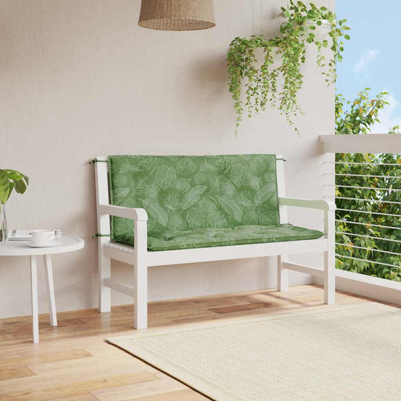 Vidaxl tuinbankkussens 2 st bladpatroon 120x50x7 cm stof