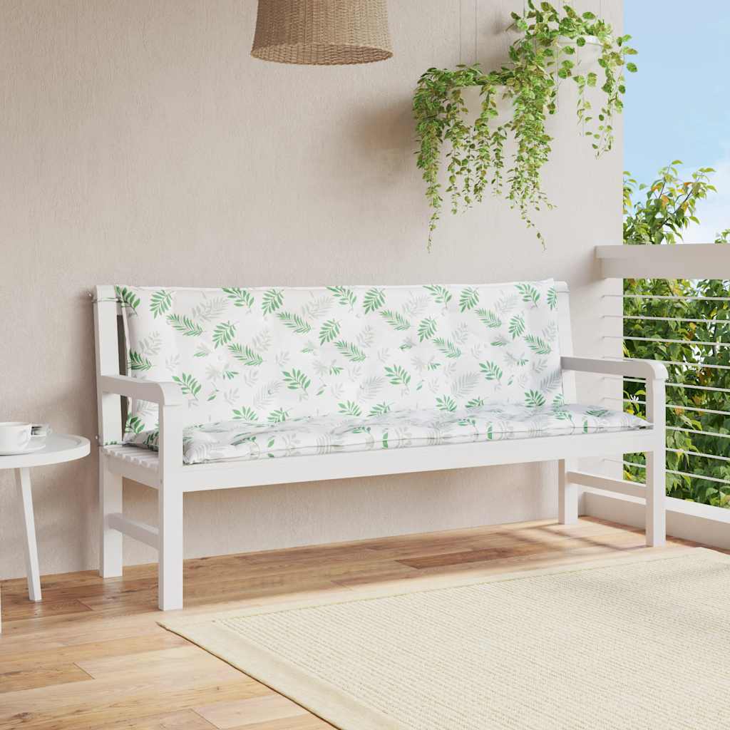 Vidaxl tuinbankkussens 2 st bladpatroon 150x50x7 cm stof