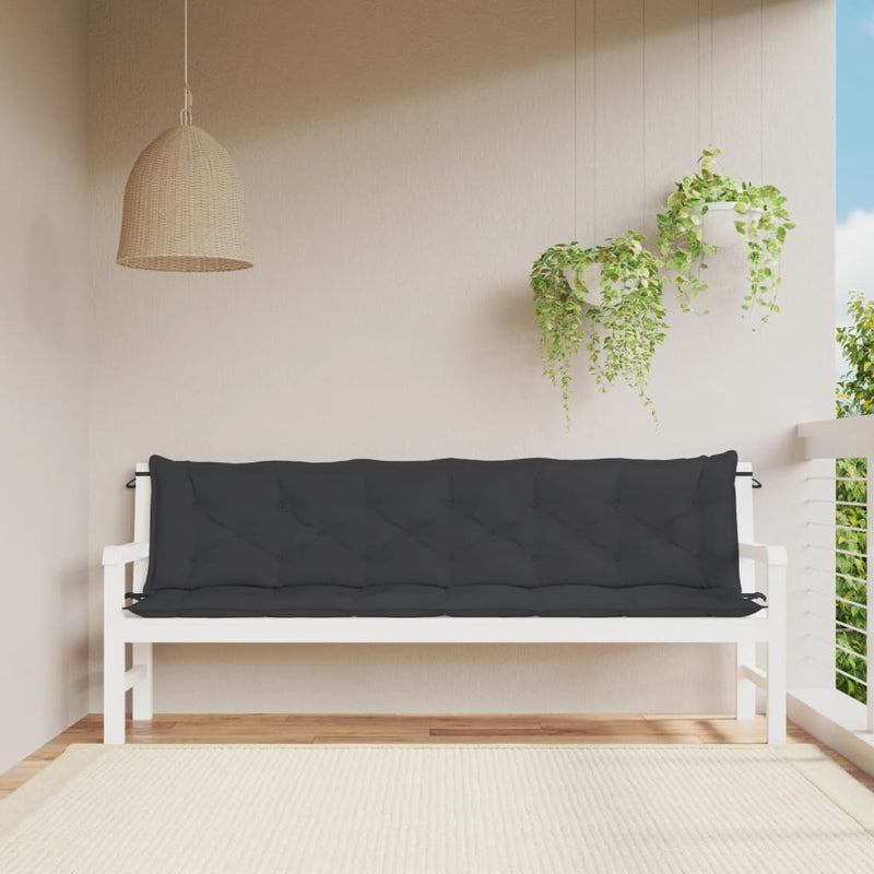 Vidaxl tuinbankkussens 2 st 200x50x7 cm oxford stof zwart