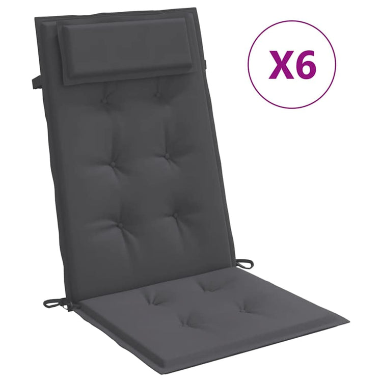 Vidaxl stoelkussens 6 st hoge rug oxford stof antracietkleurig