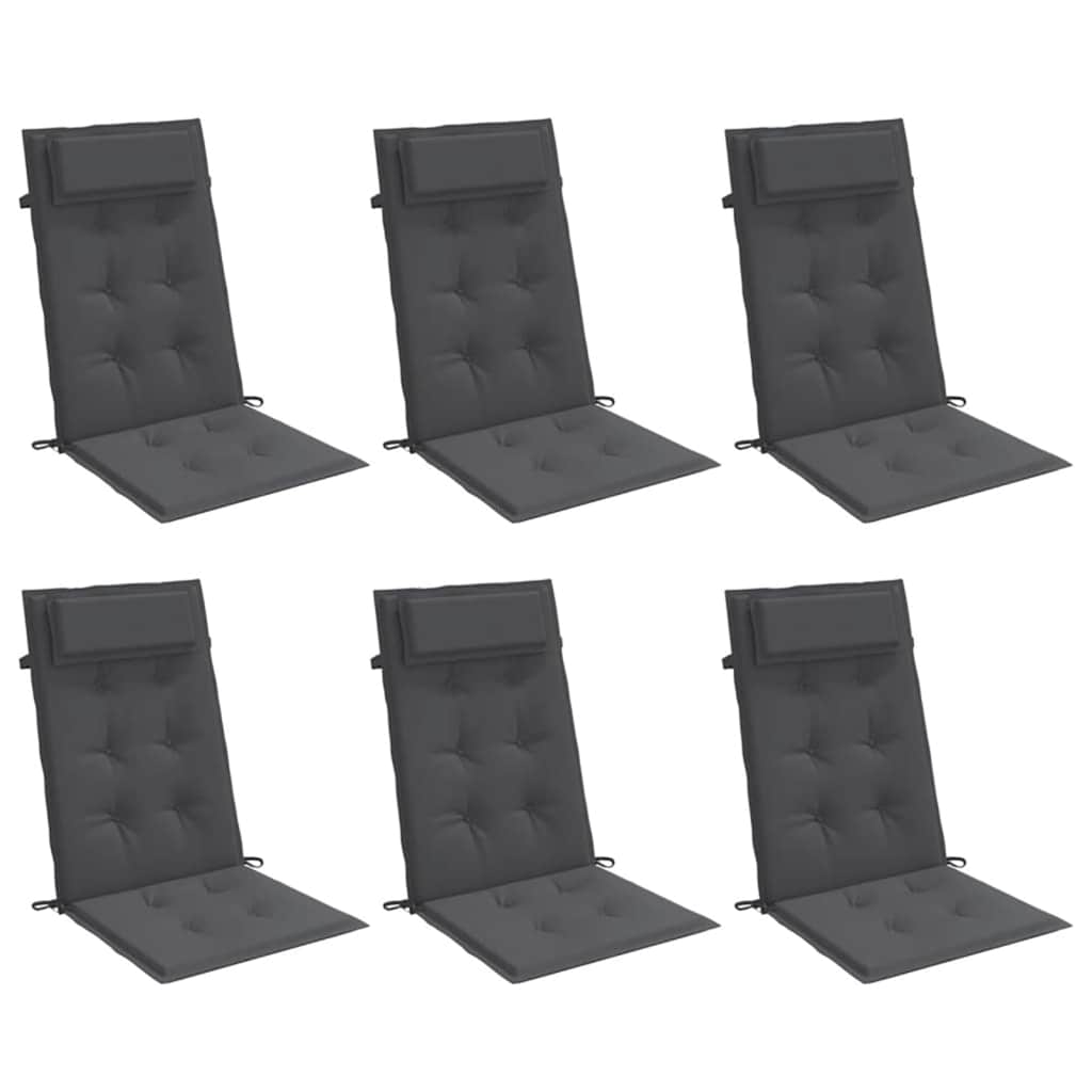 Vidaxl stoelkussens 6 st hoge rug oxford stof antracietkleurig