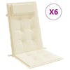 Vidaxl stoelkussens 6 st hoge rug oxford stof crèmekleurig