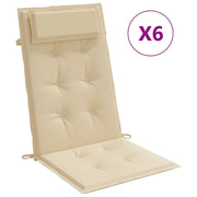 Vidaxl stoelkussens 6 st hoge rug oxford stof beige - afbeelding 2