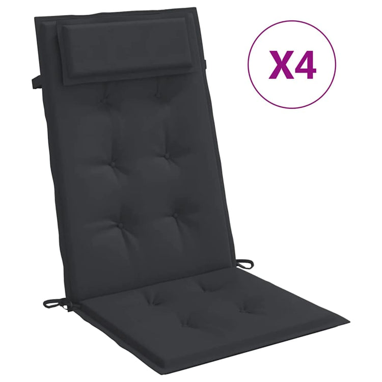 Vidaxl stoelkussens 4 st hoge rug oxford stof zwart