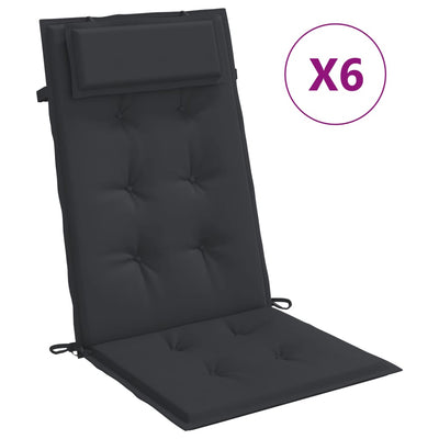 Vidaxl stoelkussens 6 st hoge rug oxford stof zwart