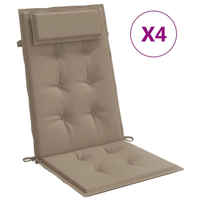 Vidaxl stoelkussens 4 st hoge rug oxford stof taupe
