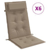 Vidaxl stoelkussens 6 st hoge rug oxford stof taupe
