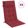 Vidaxl stoelkussens 6 st hoge rug oxford stof wijnrood