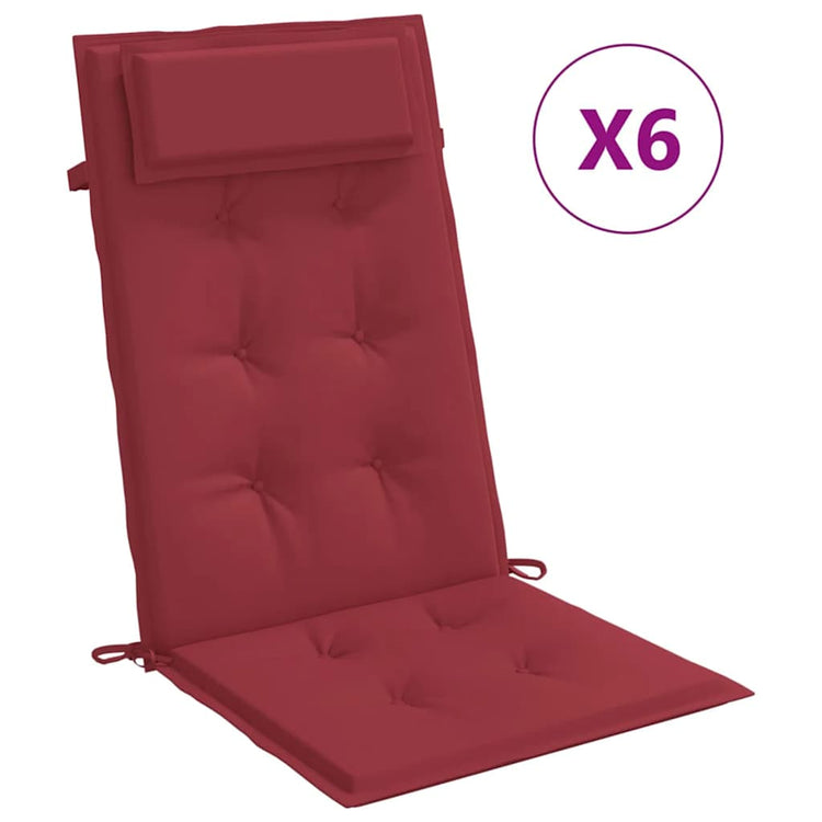 Vidaxl stoelkussens 6 st hoge rug oxford stof wijnrood
