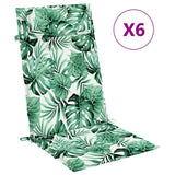 Vidaxl stoelkussens 6 st hoge rug bladpatroon oxford stof - afbeelding 2