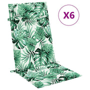 Vidaxl stoelkussens 6 st hoge rug bladpatroon oxford stof - afbeelding 2