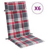 Vidaxl stoelkussens 6 st hoge rug ruitpatroon oxford stof rood - afbeelding 2