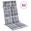 Vidaxl stoelkussens 2 st hoge rug ruitpatroon oxford stof grijs