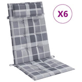 Vidaxl stoelkussens 6 st hoge rug ruitpatroon oxford stof grijs - afbeelding 2