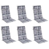 Vidaxl stoelkussens 6 st hoge rug ruitpatroon oxford stof grijs