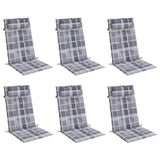 Vidaxl stoelkussens 6 st hoge rug ruitpatroon oxford stof grijs - afbeelding 3