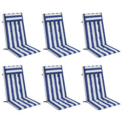 Vidaxl stoelkussens 6 st hoge rug gestreept stof oxford wit en blauw - afbeelding 3