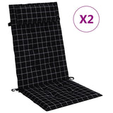 Vidaxl stoelkussens 2 st hoge rug ruitpatroon oxford stof zwart - afbeelding 2
