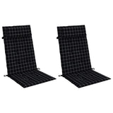 Vidaxl stoelkussens 2 st hoge rug ruitpatroon oxford stof zwart - afbeelding 3
