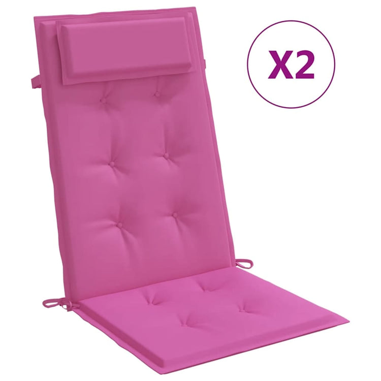 Vidaxl stoelkussens 2 st hoge rug oxford stof roze