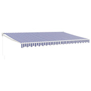 Vidaxl luifel uittrekbaar 5x3 m stof en aluminium blauw en wit - afbeelding 2