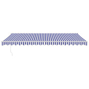 Vidaxl luifel uittrekbaar 5x3 m stof en aluminium blauw en wit - afbeelding 3