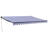 Vidaxl luifel uittrekbaar 4x3 m stof en aluminium blauw en wit - afbeelding 2