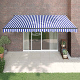Vidaxl luifel uittrekbaar 4x3 m stof en aluminium blauw en wit - afbeelding 1