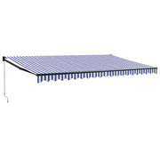 Vidaxl luifel uittrekbaar 5x3 m stof en aluminium blauw en wit - afbeelding 2