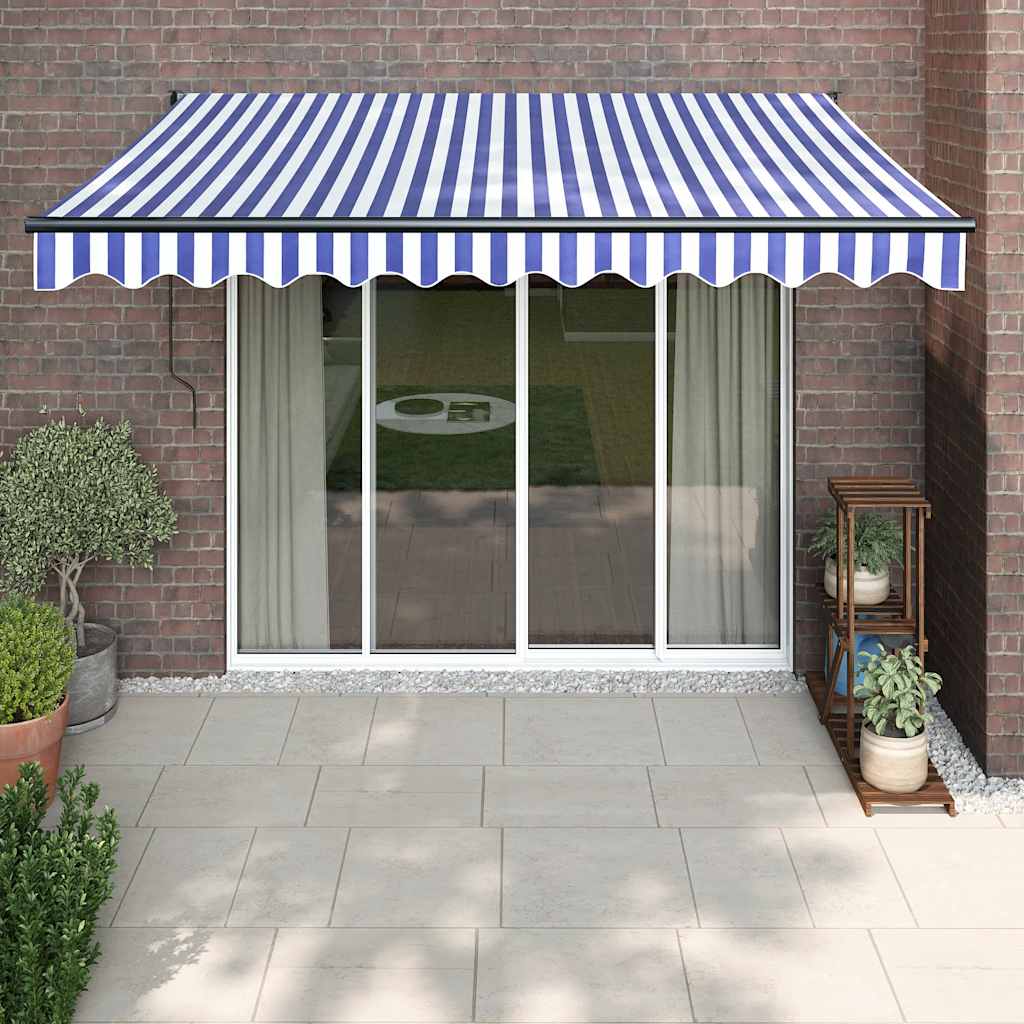 Vidaxl luifel elektrisch uitschuifbaar 3,5x2,5 m blauw en wit