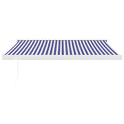 VidaXL Luifel uittrekbaar 3x2,5 m stof en aluminium blauw en wit - afbeelding 3