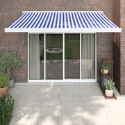 VidaXL Luifel uittrekbaar 3x2,5 m stof en aluminium blauw en wit - afbeelding 1