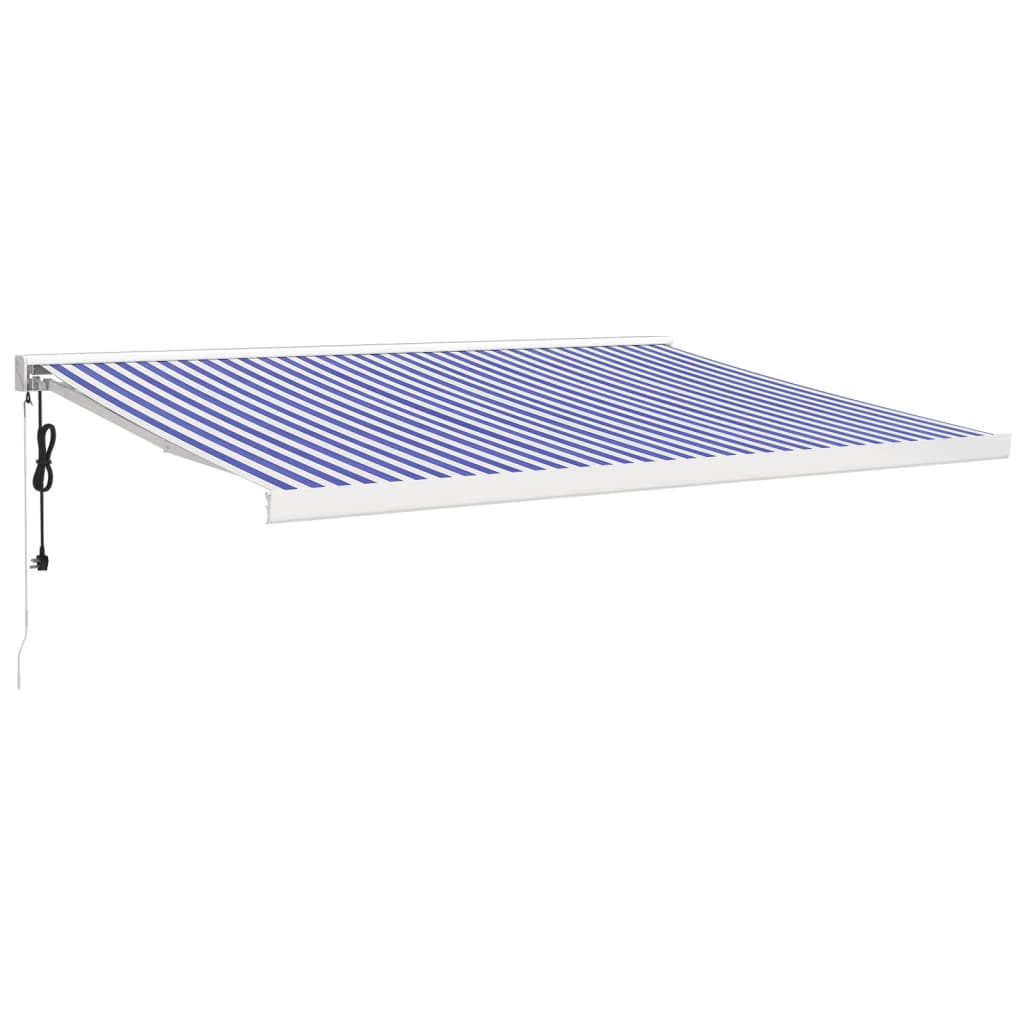 VidaXL Luifel uittrekbaar 4x3 m stof en aluminium blauw en wit