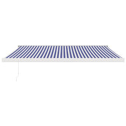 VidaXL Luifel uittrekbaar 4x3 m stof en aluminium blauw en wit - afbeelding 3