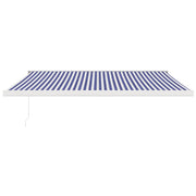 VidaXL Luifel uittrekbaar 4,5x3 m stof en aluminium blauw en wit - afbeelding 3
