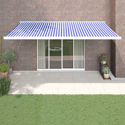 VidaXL Luifel uittrekbaar 5x3 m stof en aluminium blauw en wit