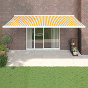 VidaXL Luifel uittrekbaar 5x3 m stof en aluminium geel en wit - afbeelding 1