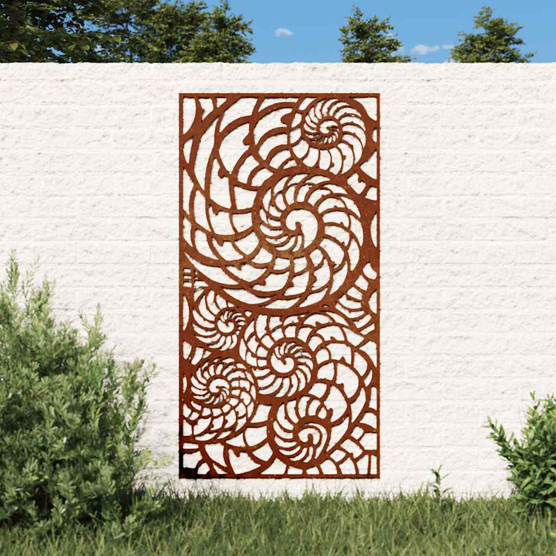 Vidaxl wanddecoratie tuin schelpenontwerp 105x55 cm cortenstaal