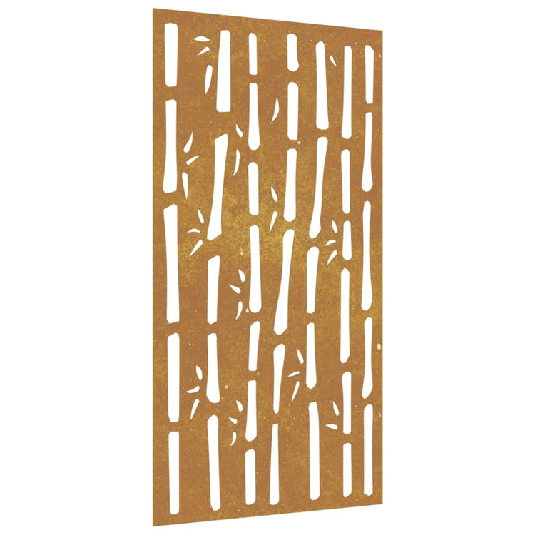 Vidaxl wanddecoratie tuin bamboe-ontwerp 105x55 cm cortenstaal