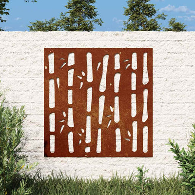 Vidaxl wanddecoratie tuin bamboe-ontwerp 55x55 cm cortenstaal