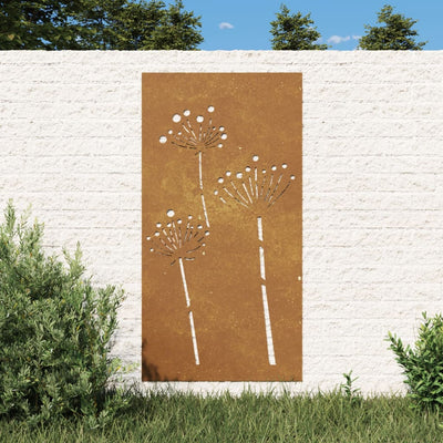 Vidaxl wanddecoratie tuin bloemenontwerp 105x55 cm cortenstaal