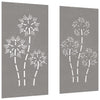 Vidaxl wanddecoratie tuin 2 st bloemenontwerp 105x55 cm cortenstaal