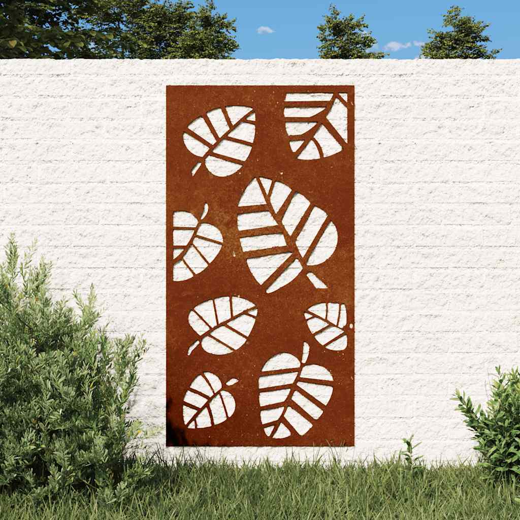 Vidaxl wanddecoratie tuin bladontwerp 105x55 cm cortenstaal