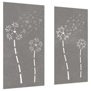 Vidaxl wanddecoratie tuin 2 st bloemenontwerp 105x55 cm cortenstaal - afbeelding 3