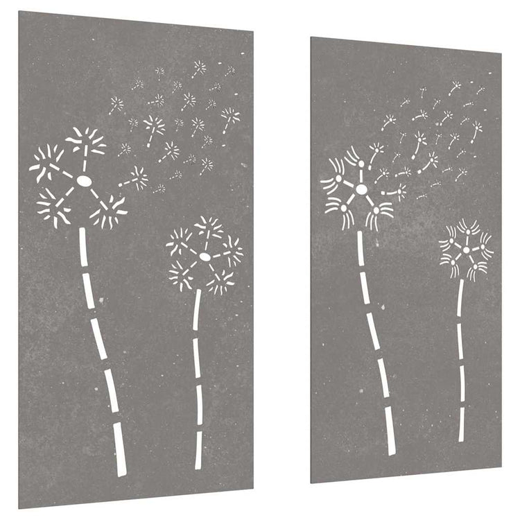 Vidaxl wanddecoratie tuin 2 st bloemenontwerp 105x55 cm cortenstaal