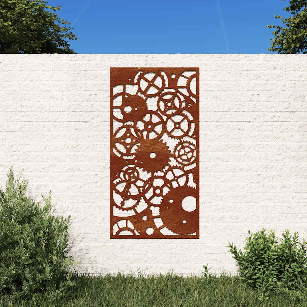Vidaxl wanddecoratie tuin tandwielontwerp 105x55 cm cortenstaal