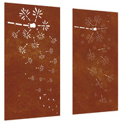 Vidaxl wanddecoratie tuin 2 st bloemenontwerp 105x55 cm cortenstaal - afbeelding 2